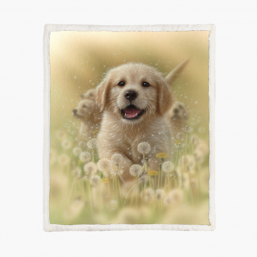 Golden Pup - Dandelions Fleece Deken